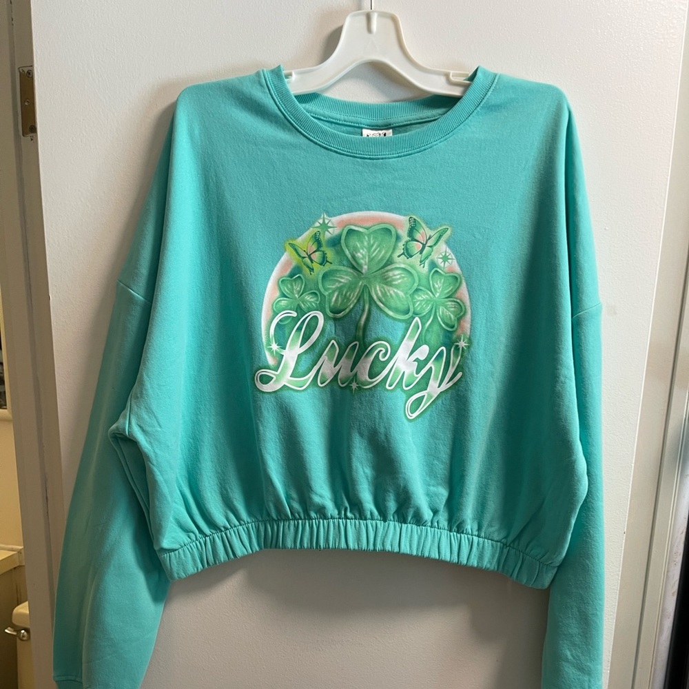 ImL green “lucky” crop sweatshirt